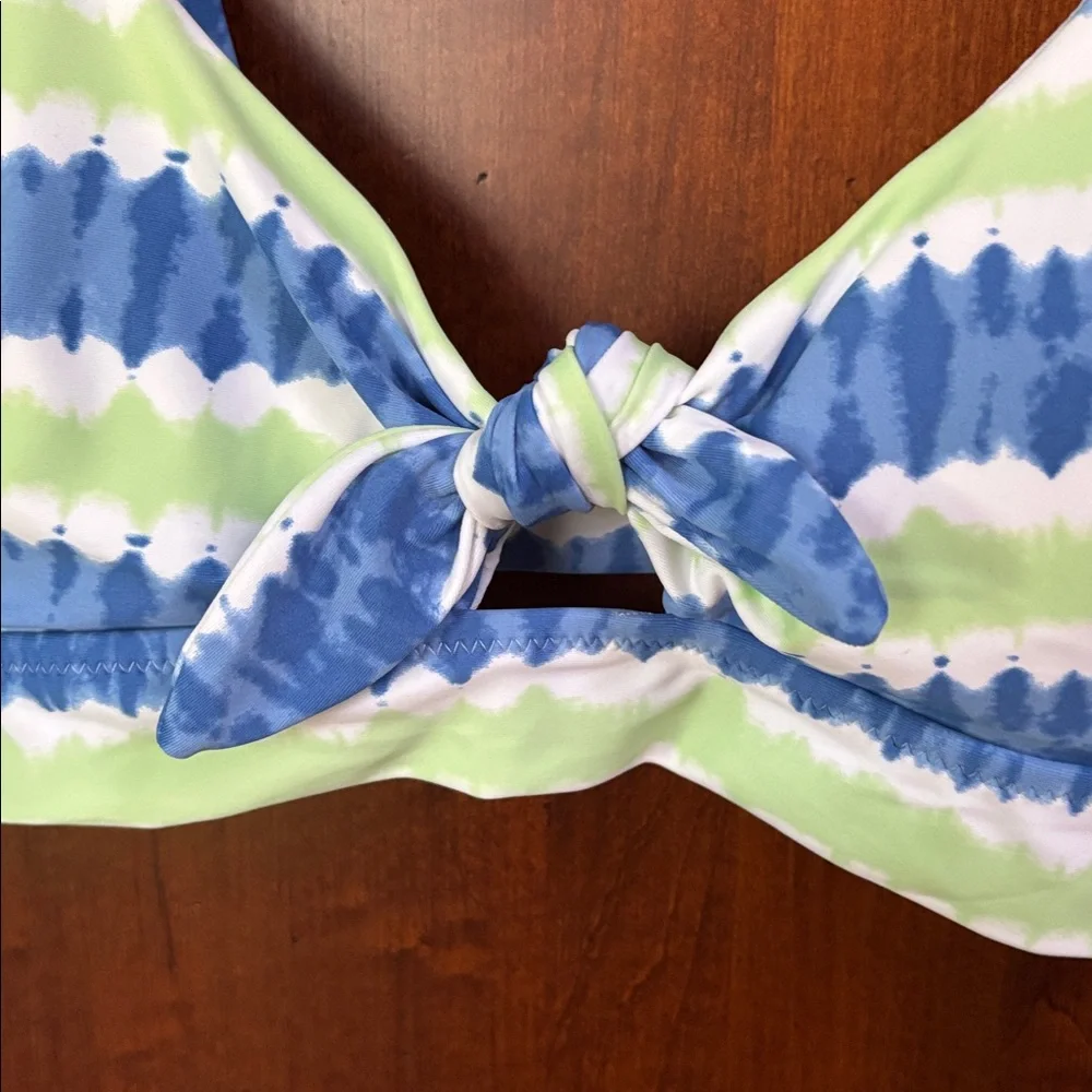 Aerie Scoop Tie Dye Tie Front Banded Bikini Top